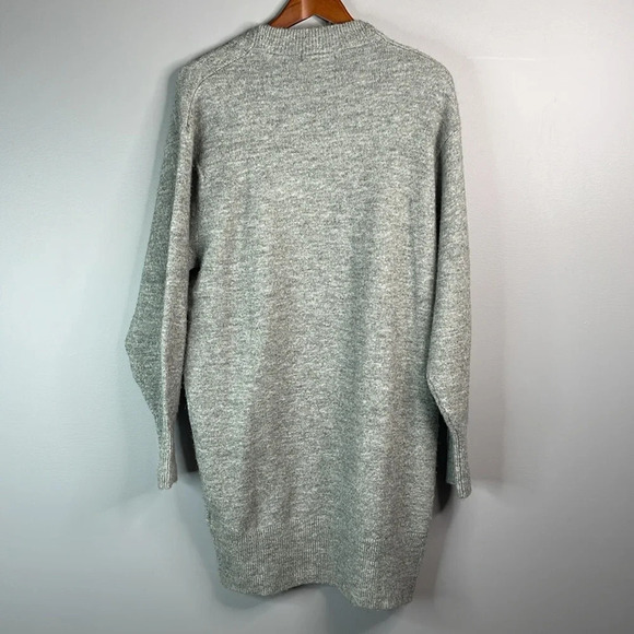 H&M Wool Blend Baggy Oversized Open Cardigan Sweater Long Line Grey Melange S - Picture 6 of 10
